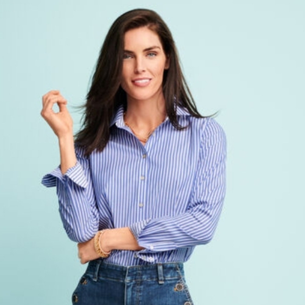 Talbots Blue Striped Button Down Collar Shirt No Iron - Picture 8 of 9
